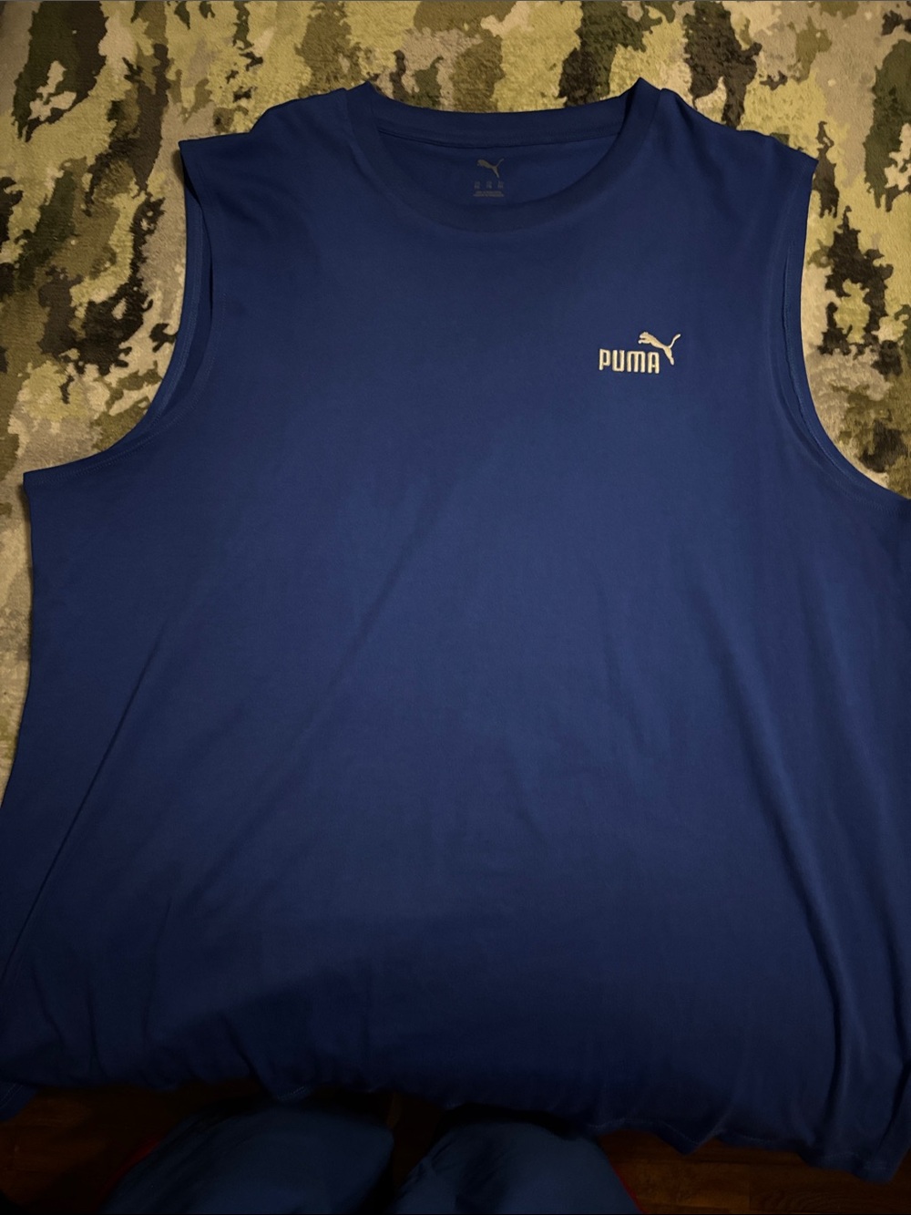 Puma Men’s Sleeveless Athletic Tank — Blue with White Logo